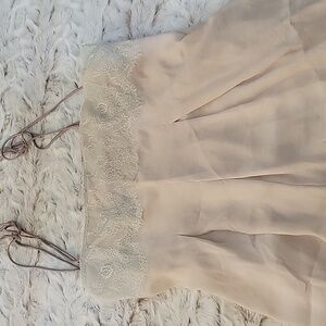 Saturday Sunday From Anthropology Cream Romper/Gouchos With Lace Trim size Small